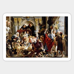 Jesus Driving The Merchants From The Temple by Jacob Jordaens Magnet